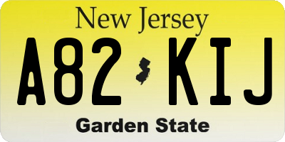 NJ license plate A82KIJ