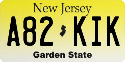 NJ license plate A82KIK