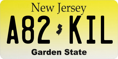 NJ license plate A82KIL