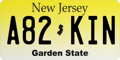NJ license plate A82KIN