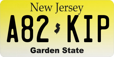 NJ license plate A82KIP