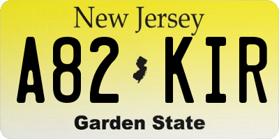 NJ license plate A82KIR