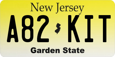 NJ license plate A82KIT