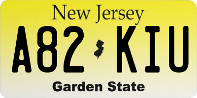 NJ license plate A82KIU