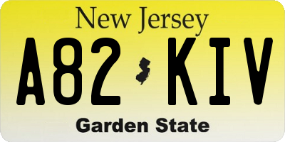 NJ license plate A82KIV