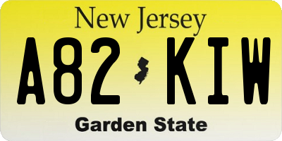 NJ license plate A82KIW
