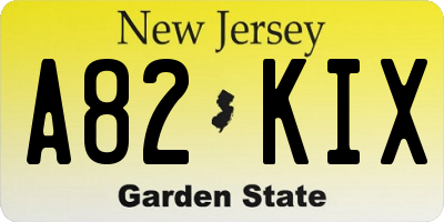 NJ license plate A82KIX
