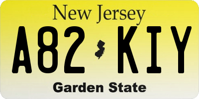 NJ license plate A82KIY