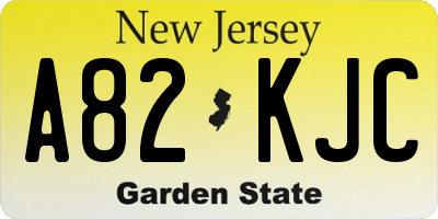 NJ license plate A82KJC