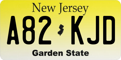 NJ license plate A82KJD