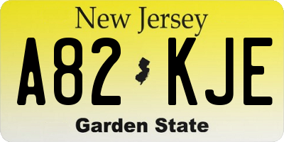 NJ license plate A82KJE