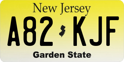 NJ license plate A82KJF