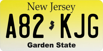 NJ license plate A82KJG