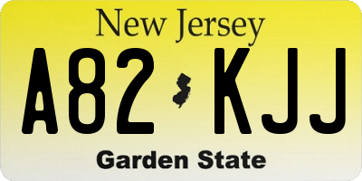 NJ license plate A82KJJ