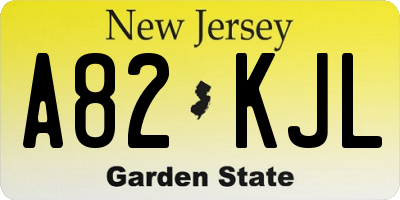 NJ license plate A82KJL