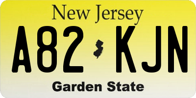 NJ license plate A82KJN