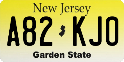 NJ license plate A82KJO