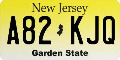 NJ license plate A82KJQ