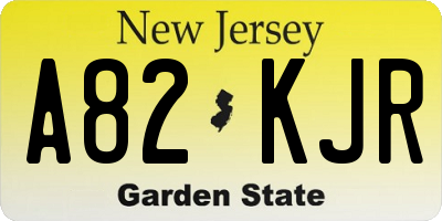 NJ license plate A82KJR