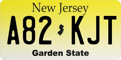 NJ license plate A82KJT