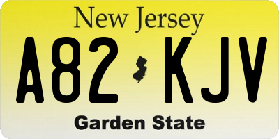NJ license plate A82KJV