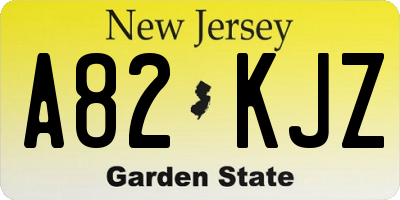NJ license plate A82KJZ