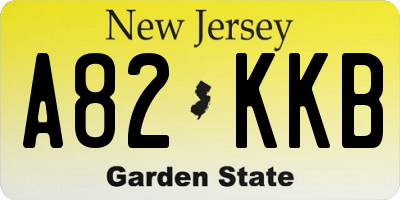 NJ license plate A82KKB