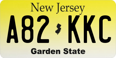 NJ license plate A82KKC