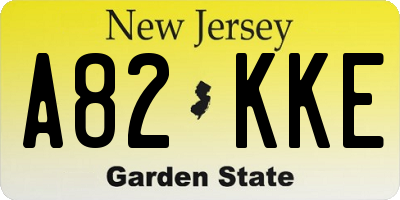NJ license plate A82KKE