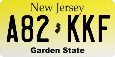 NJ license plate A82KKF