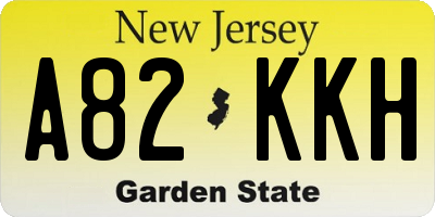 NJ license plate A82KKH