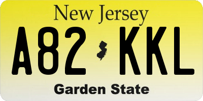 NJ license plate A82KKL