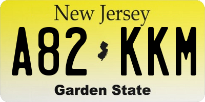 NJ license plate A82KKM