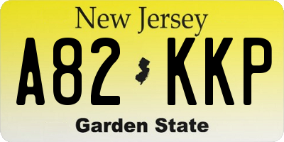NJ license plate A82KKP