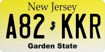 NJ license plate A82KKR