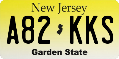NJ license plate A82KKS