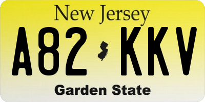 NJ license plate A82KKV