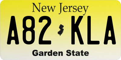 NJ license plate A82KLA