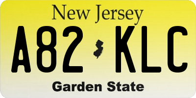 NJ license plate A82KLC