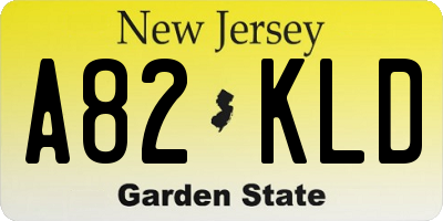 NJ license plate A82KLD