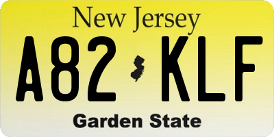NJ license plate A82KLF