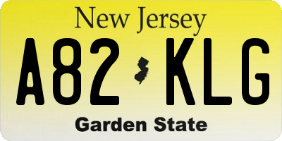 NJ license plate A82KLG