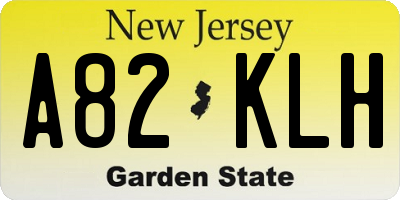 NJ license plate A82KLH