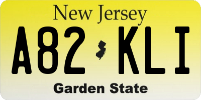 NJ license plate A82KLI