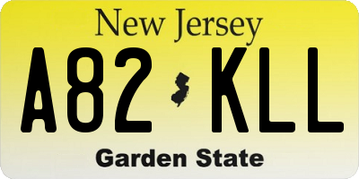 NJ license plate A82KLL