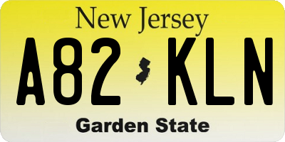 NJ license plate A82KLN