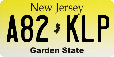 NJ license plate A82KLP