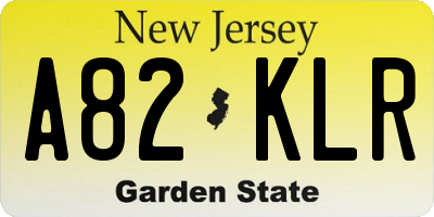NJ license plate A82KLR