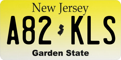NJ license plate A82KLS