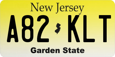 NJ license plate A82KLT